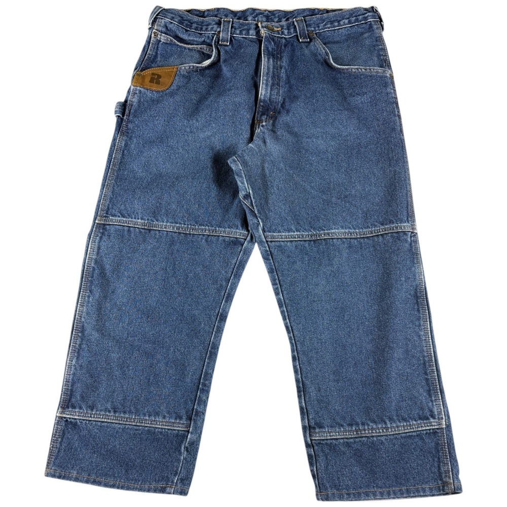 Riggs Workwear Wrangler Jeans Mens 36x30 Blue Double Knee Relaxed Carpenter